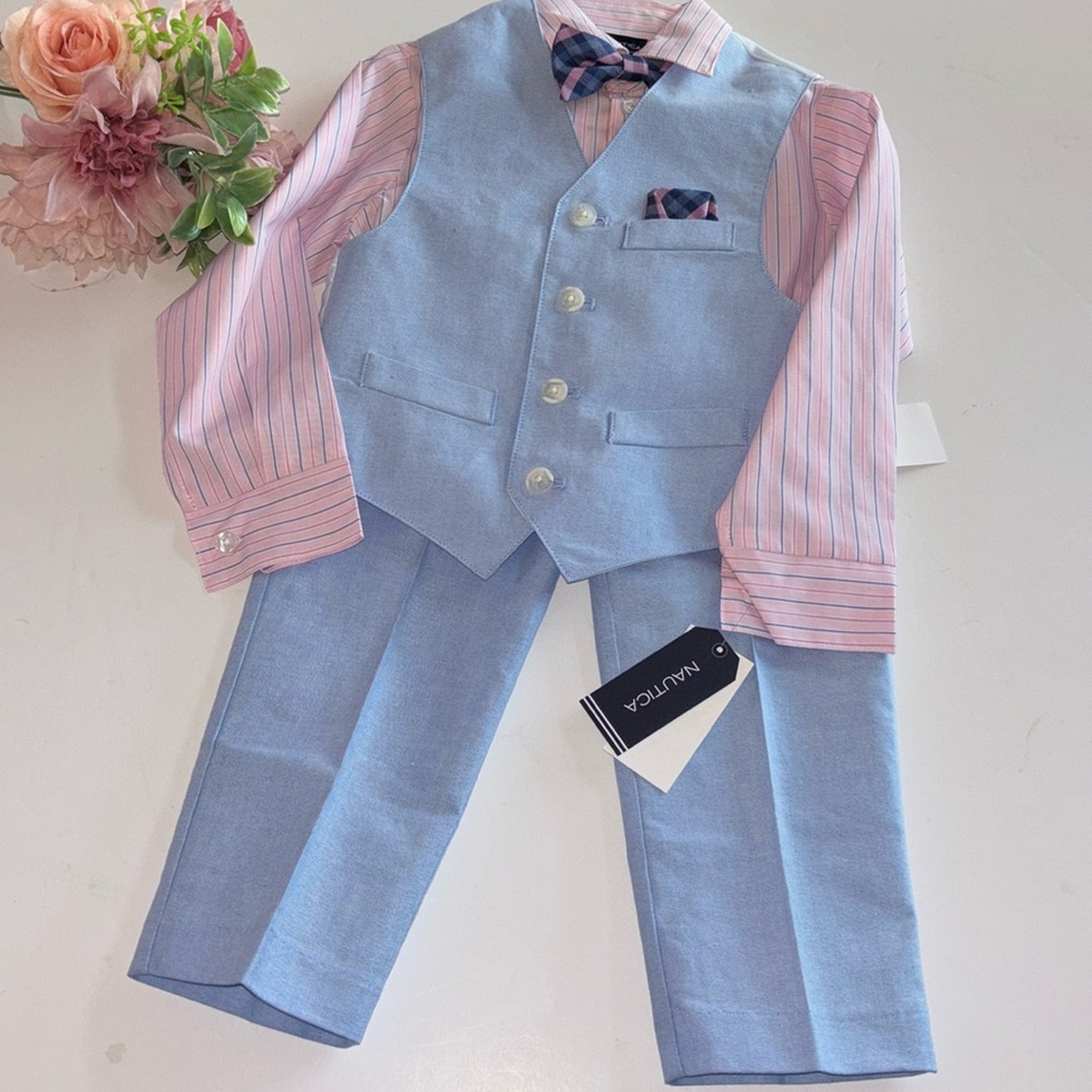 Boys Easter Suit Size 4 Matching Vest and pants Ring Bearer Suit Blue NWT